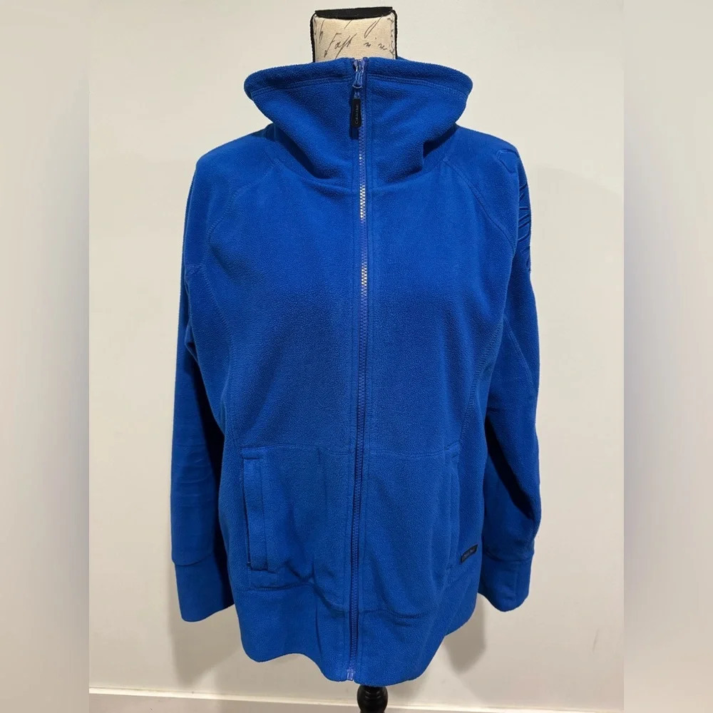 CALVIN KLEIN Performance Fleece Jacket Funnel Neck Zip Up Blue Women’s XL